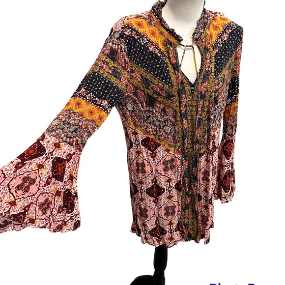 UMGEE Boho Bell Sleeve Multi Print Dress Size Small - Picture 4 of 11